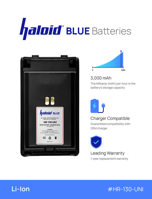 Haloid BLUE HR-130-UNI Lithium Battery 130-UNI for VX351 VX354 - HaloidRadios.com