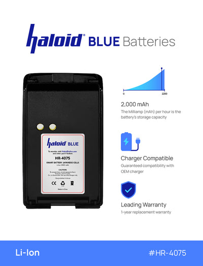 Haloid BLUE HR-4075 Lithium Battery 4075 for BPR40 - HaloidRadios.com
