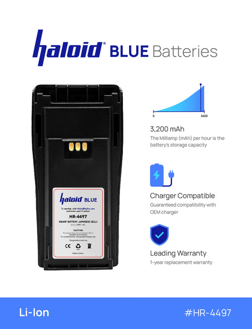 Haloid BLUE HR-4497 Lithium Battery 4497 for CP200 / CP200d / PR400 - HaloidRadios.com