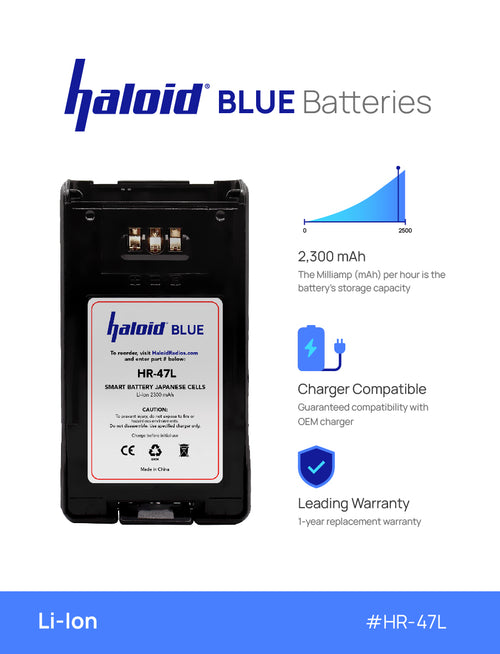 Haloid BLUE HR-47L Lithium Battery 47L for NX200 NX300 TK-5220 TK-5320 - HaloidRadios.com