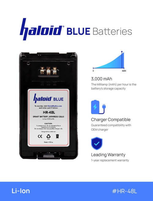 Haloid BLUE HR-48L Lithium Battery 48L for NX200 NX300 TK-5220 TK-5320 - HaloidRadios.com