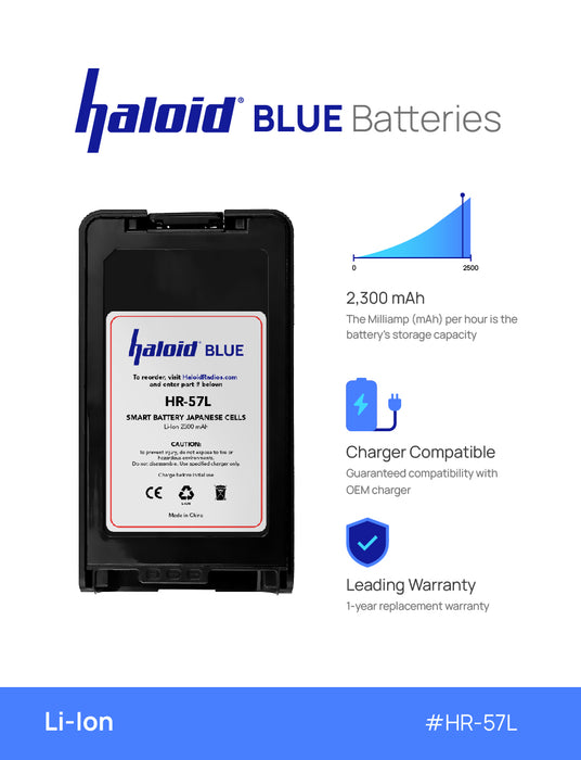 Haloid BLUE HR-57L Lithium Battery 57L for NX-220 NX-320 NX-420 NX-3200 NX-3220 NX-3300 NX-3320 NX-3400 NX-3420 TK-2160 TK-2170 TK-2173 TK-2360 TK-3160 TK-3170 TK-3173 TK-3360 - HaloidRadios.com