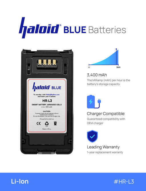 Haloid BLUE HR-L3 Lithium Battery L3 for NX-5000 NX-5200 NX-5300 NX-5400 - HaloidRadios.com