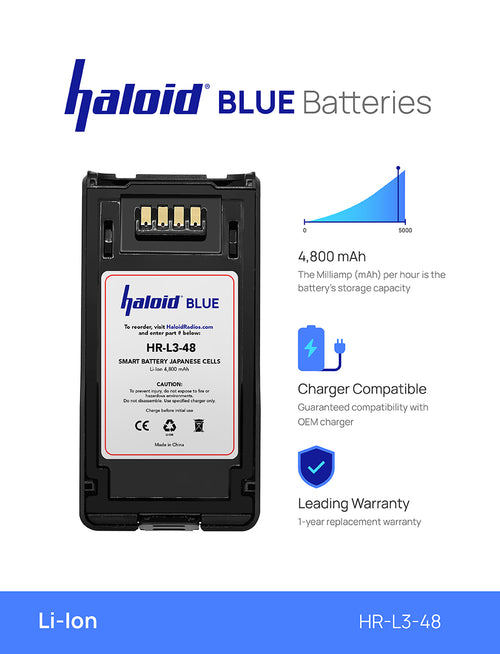 Haloid BLUE HR-L3-48 Lithium Battery L3-48 for NX-5000 NX-5200 NX-5300 NX-5400 - HaloidRadios.com
